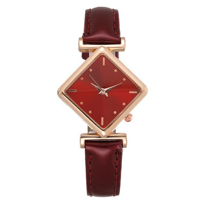 Glossy Leather Strap Womens Watch