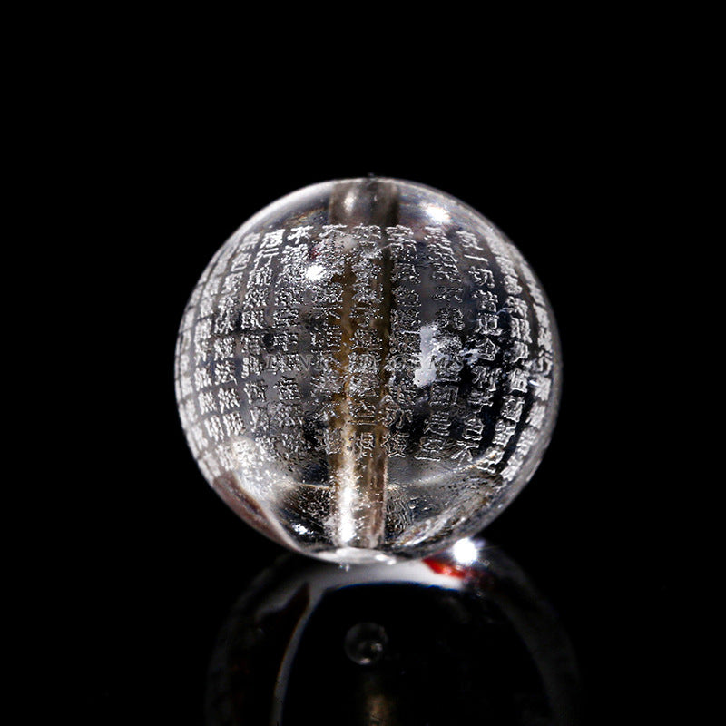 White Crystal Heart Sutra Round Bead Engraving Loose Bead Wholesale