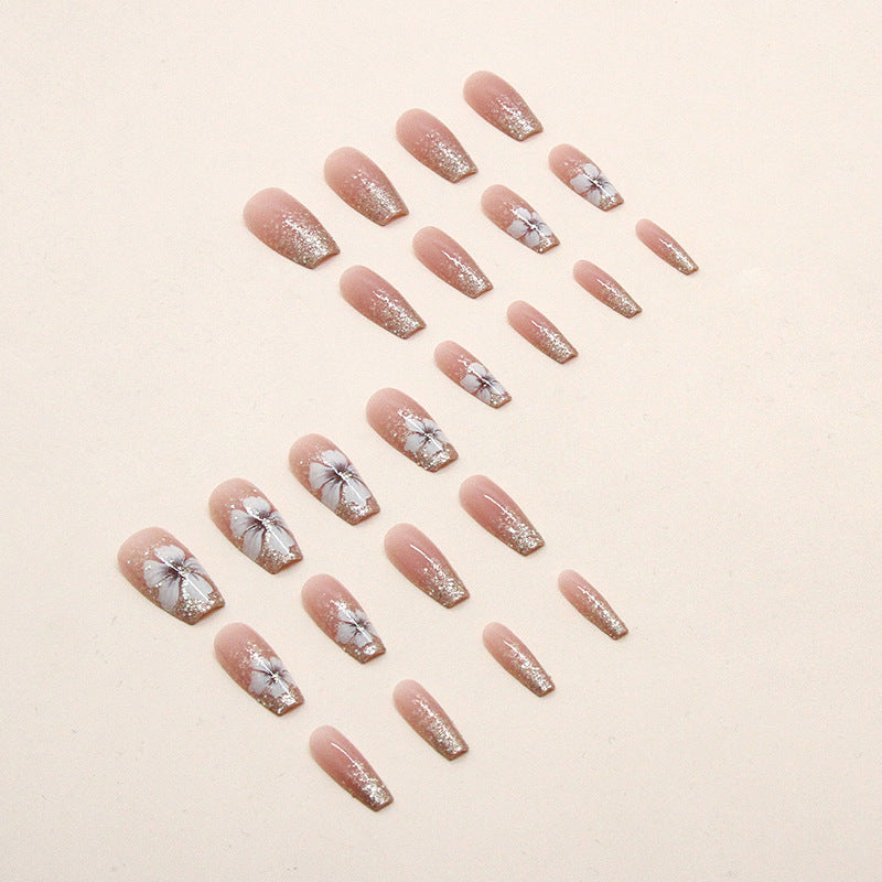Vintage Camellia Glitter Nails