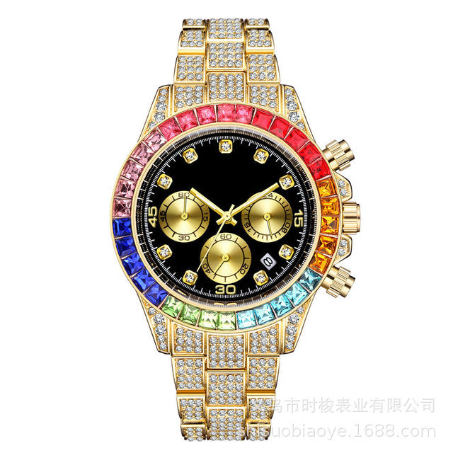 Reloj para hombre con esfera romana y diamantes de imitación