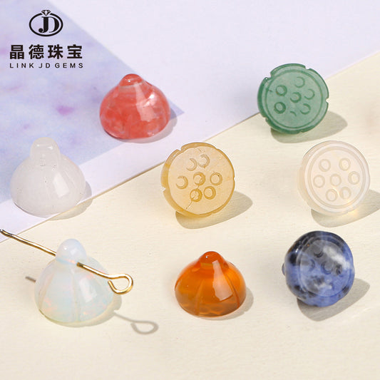 Cuentas sueltas de accesorios de vaina de loto de ágata de jade de 12 mm