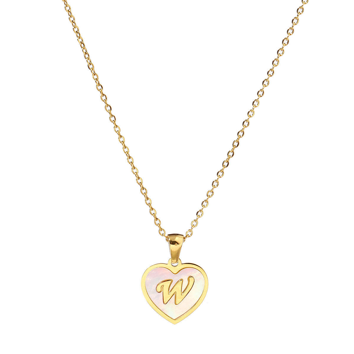 Titanium steel heart-shaped 26 English letter necklace