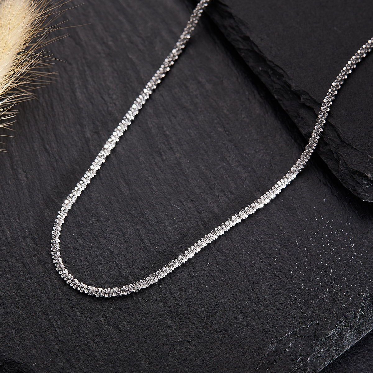 Silver Titanium Steel Necklace Strip