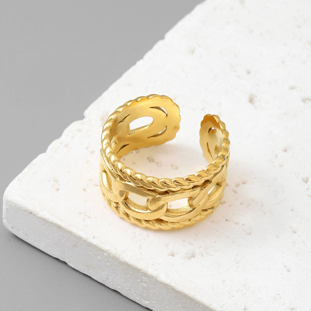 Qizhu Leaf Life Tree Titanium Steel Ring