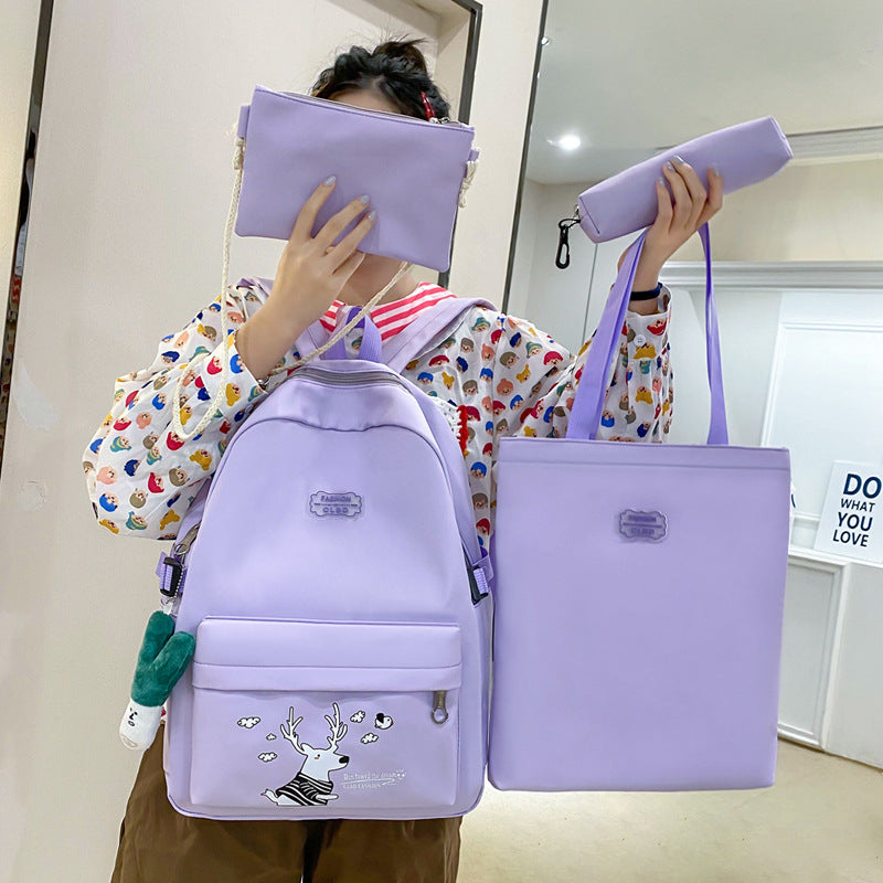 Mochila para estudiantes, bolso escolar de dibujos animados, mochila determinada de 4 piezas