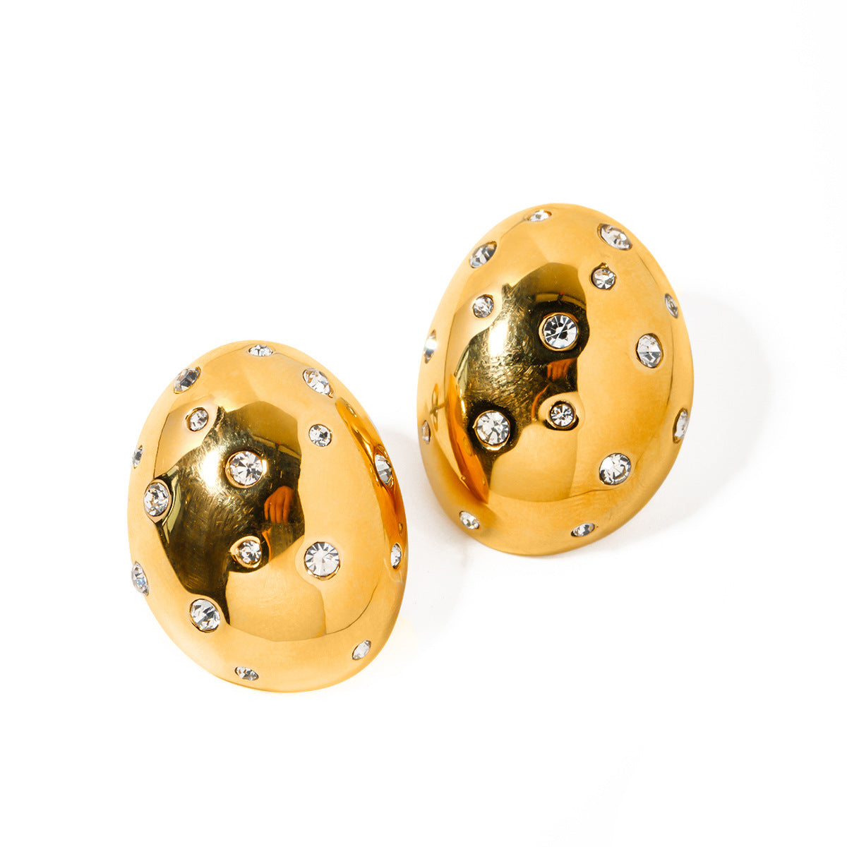 White Diamond Oval Earrings