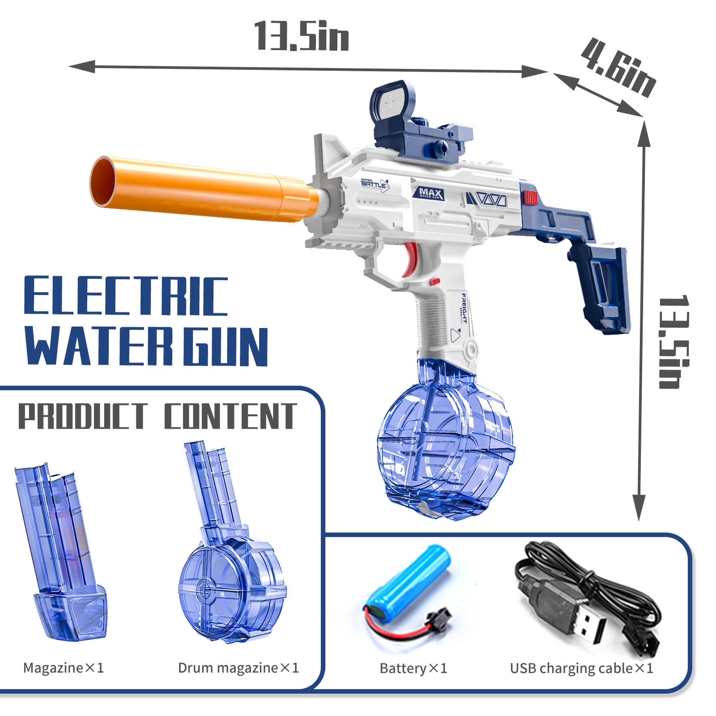 Pistola de agua automática recargable, gran capacidad