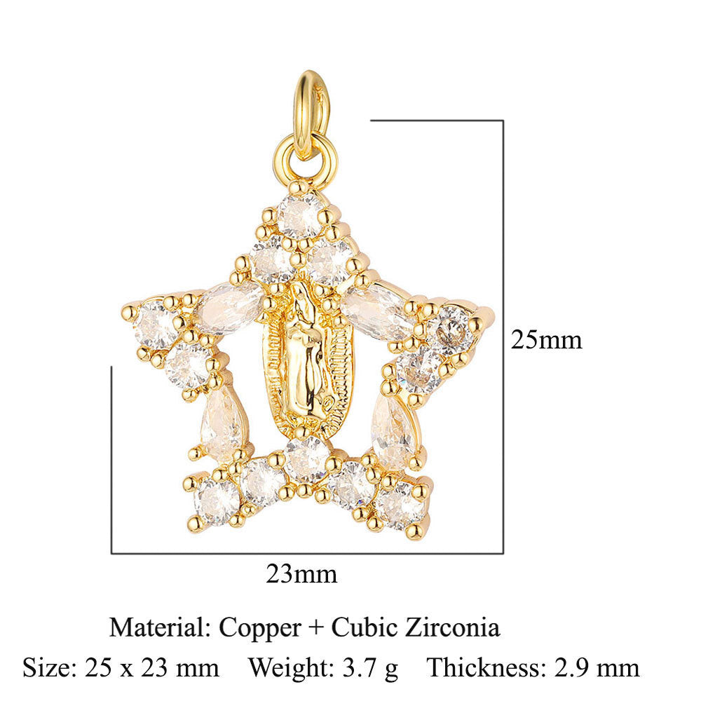 Virgin of the Cross Copper Zircon Shell Necklace Bracelet Pendant