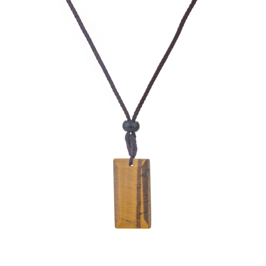 Collar con colgante cuadrado rectangular de cristal