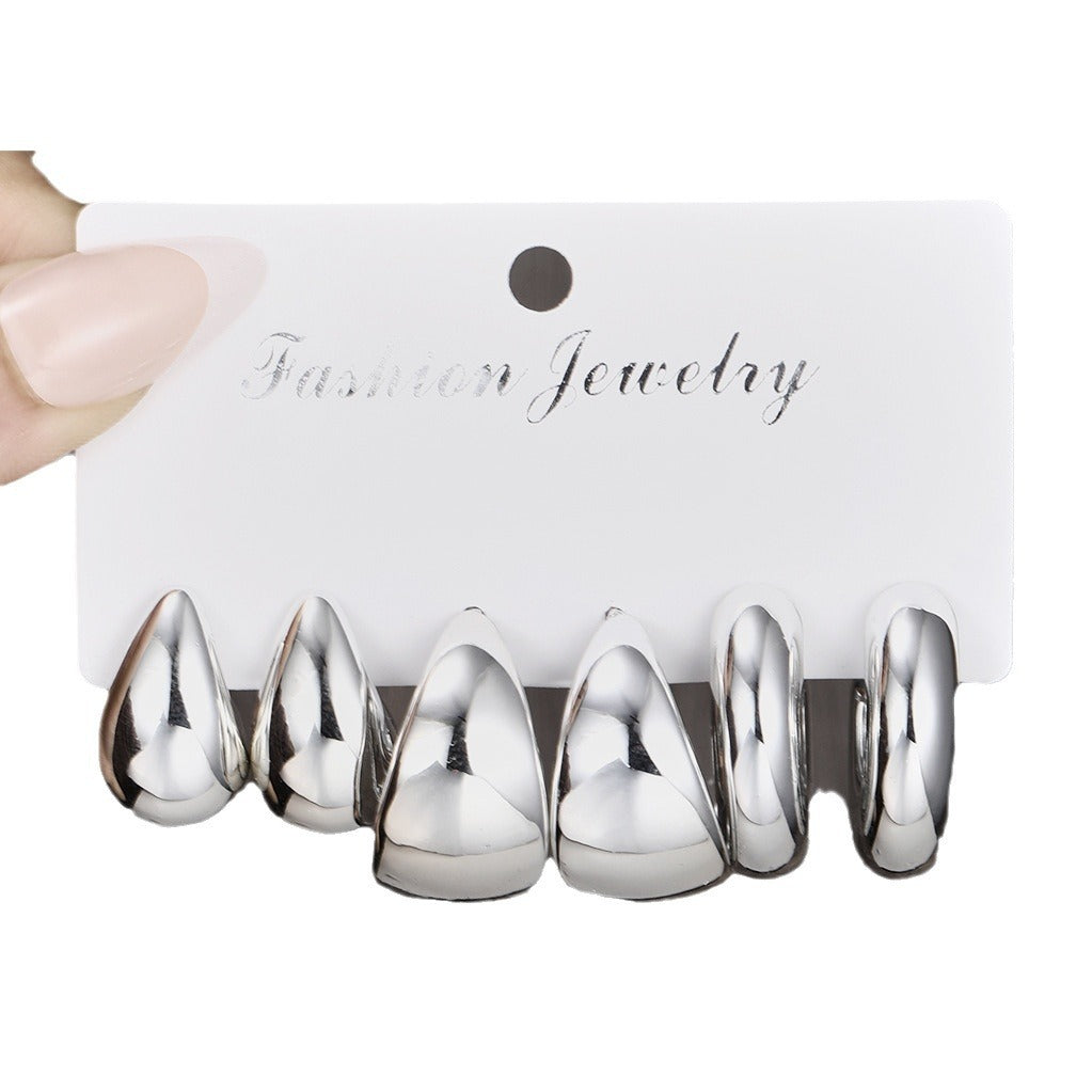 Metal Beanie Stud Earring Set