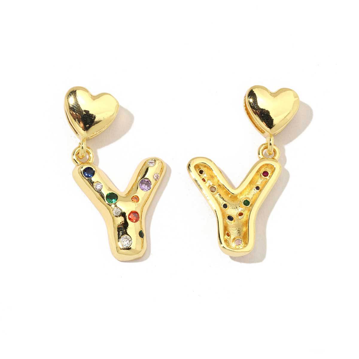 18K real gold copper zircon love letter necklace pendant.