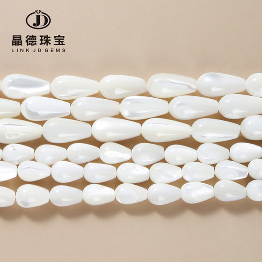 12 * 6Mm white horseshoe snail straight hole water drop shaped loose beads