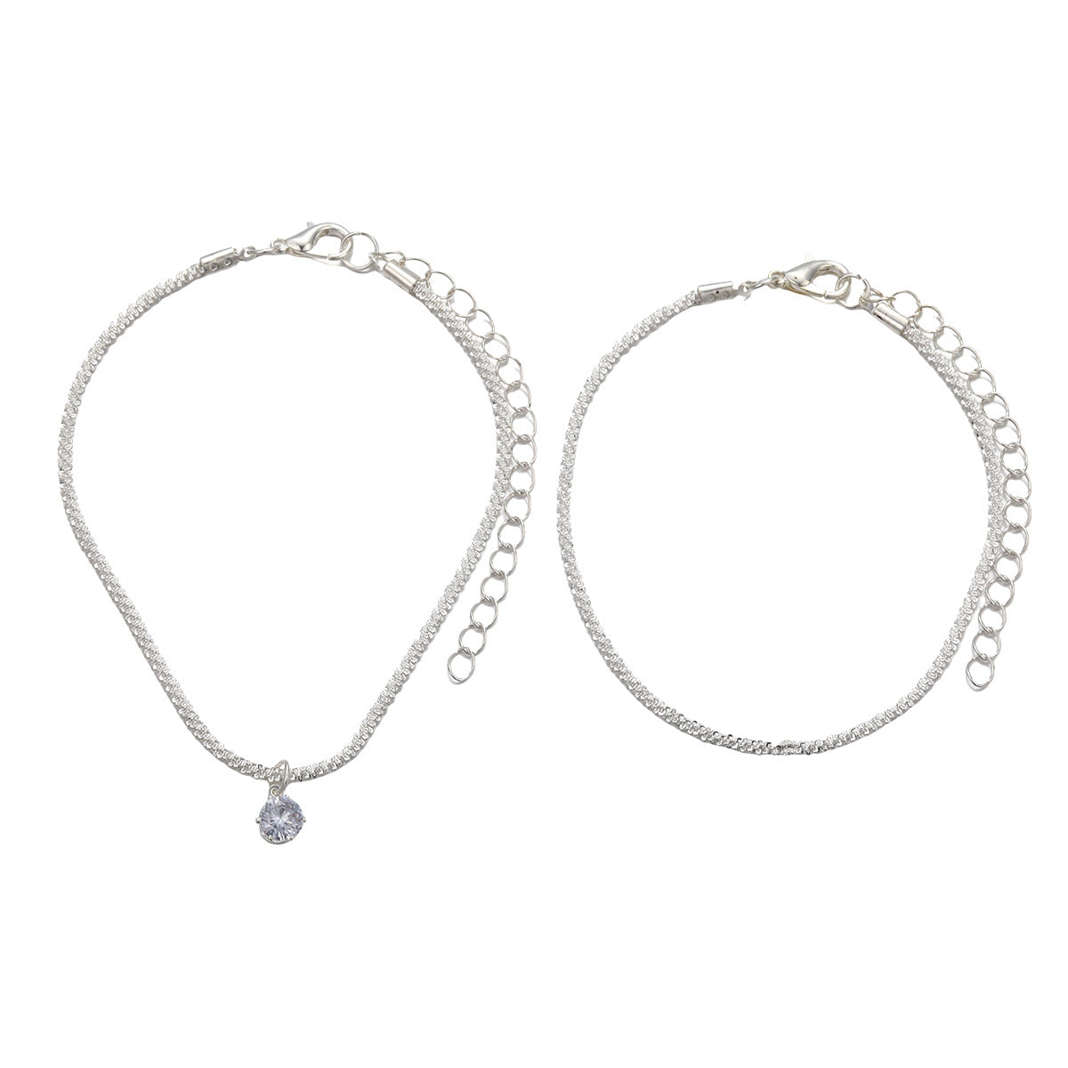 Sparkling Zircon Anklet Set (2 pcs)