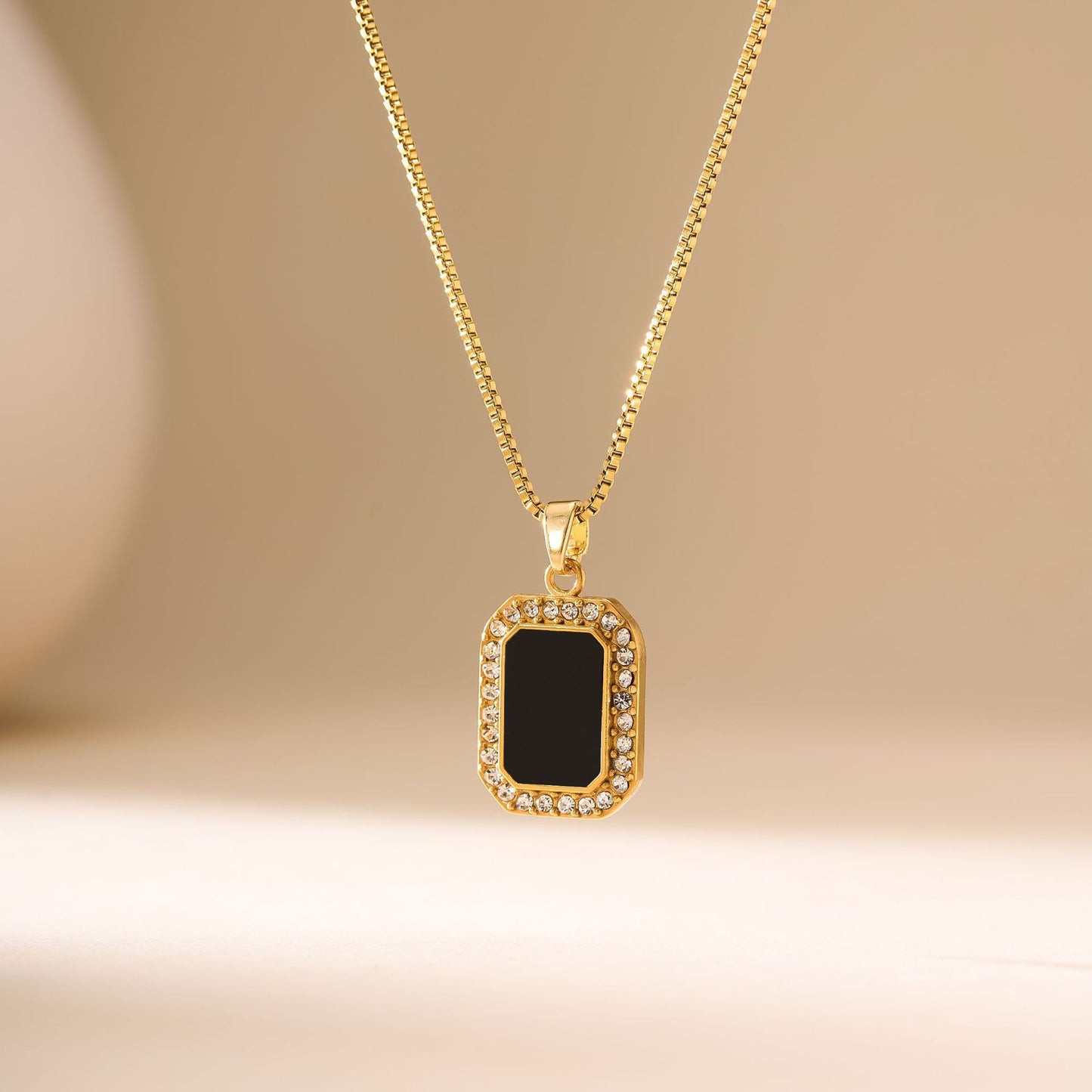 Titanium Steel Diamond Square Necklace