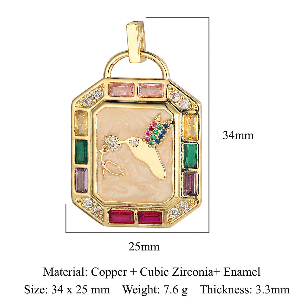 Dinosaur Lotus Sun Copper Zircon Pendant