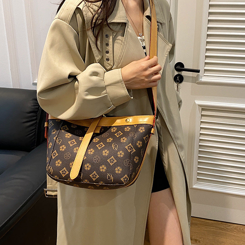 Printed letter shoulder crossbody tote bag