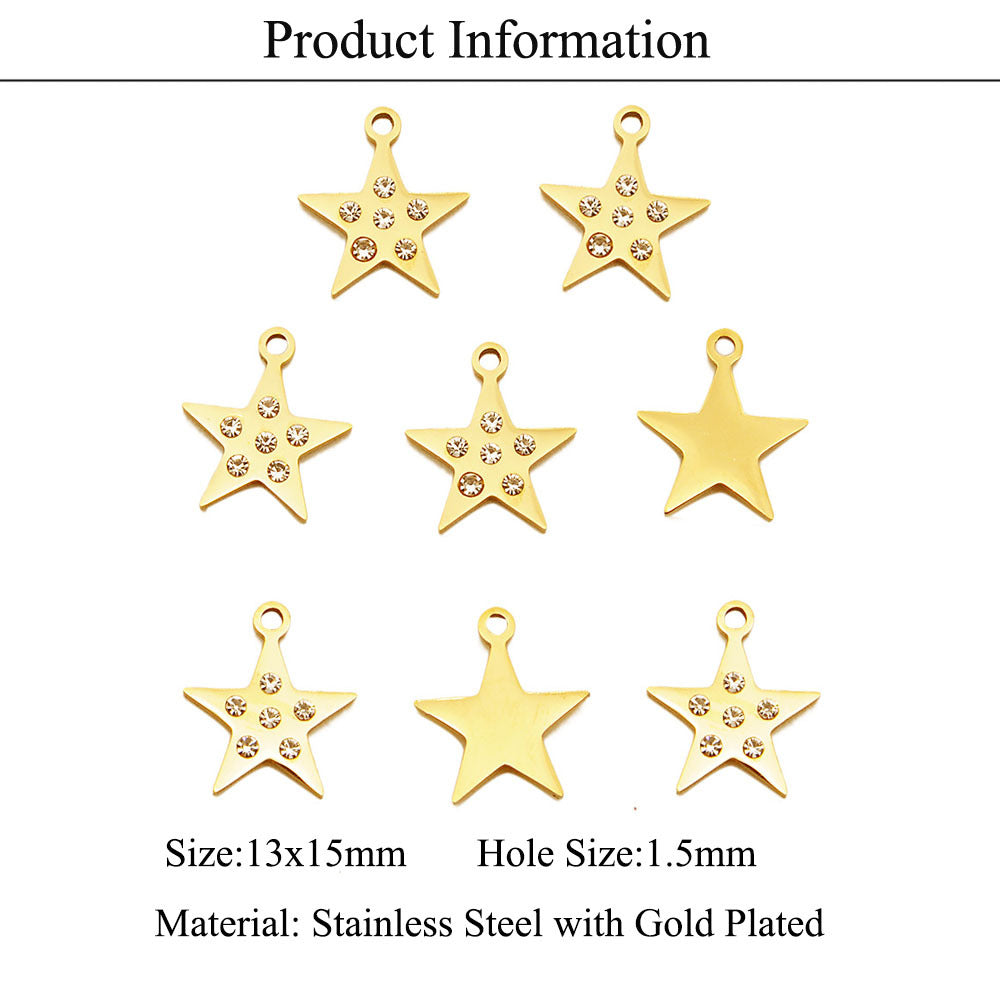 3 pcs/titanium steel rhinestone pendant sun moon stars