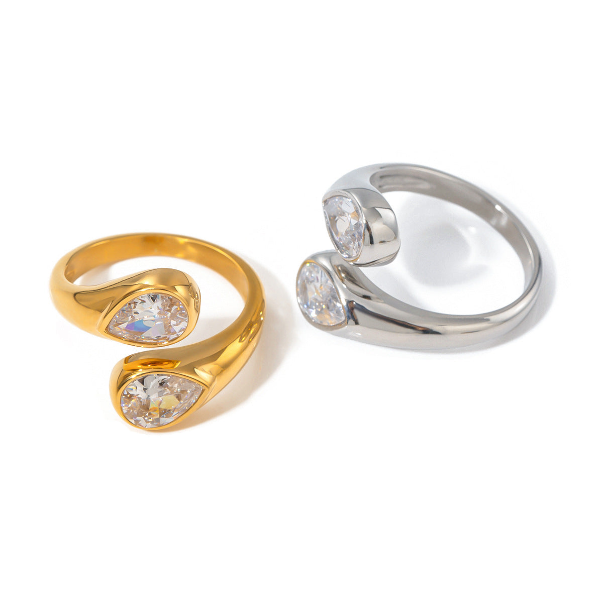 Teardrop-shaped open titanium ring