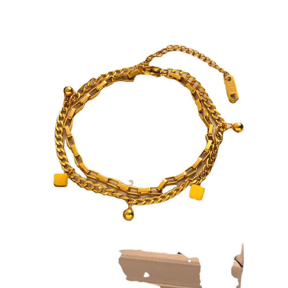 Pulseira geométrica de aço de titânio, joias elegantes de estilo europeu e americano