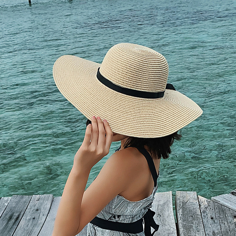 Sombrero de paja de ala ancha para playa y sol