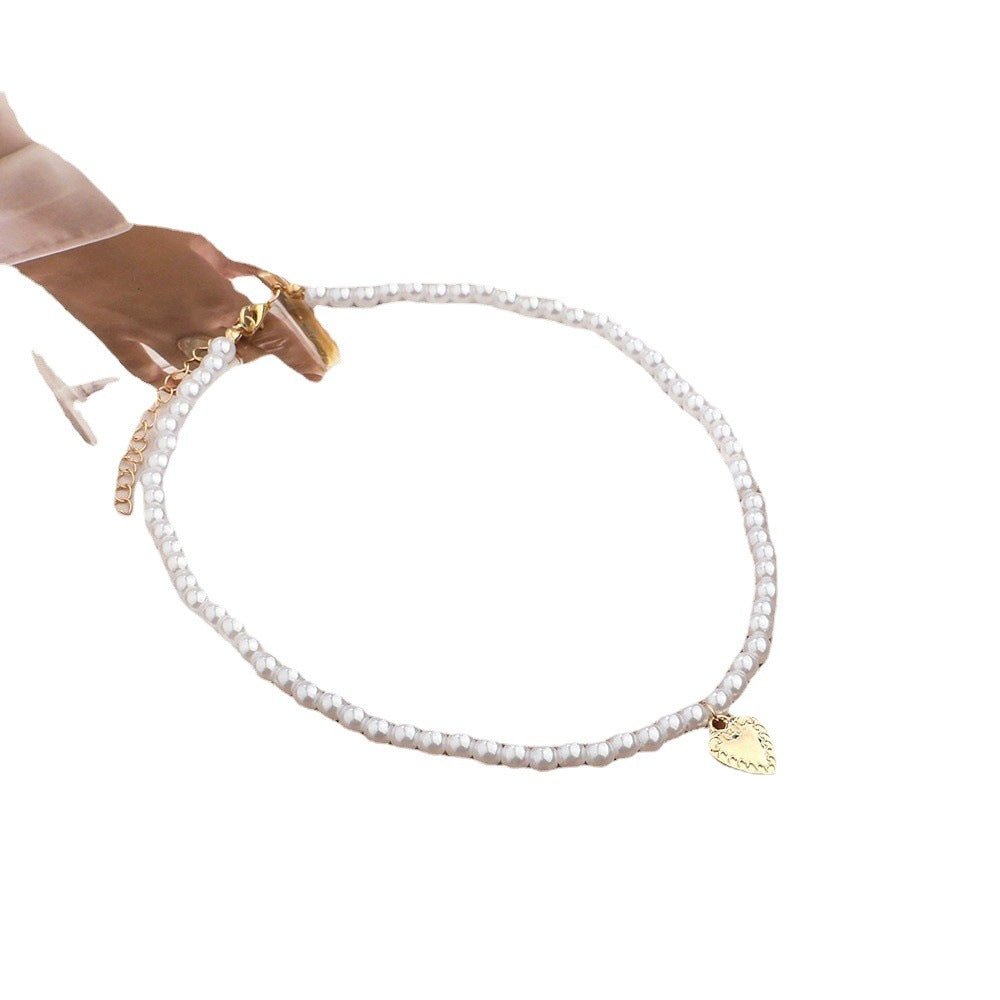 Imitation Pearl Love Necklace