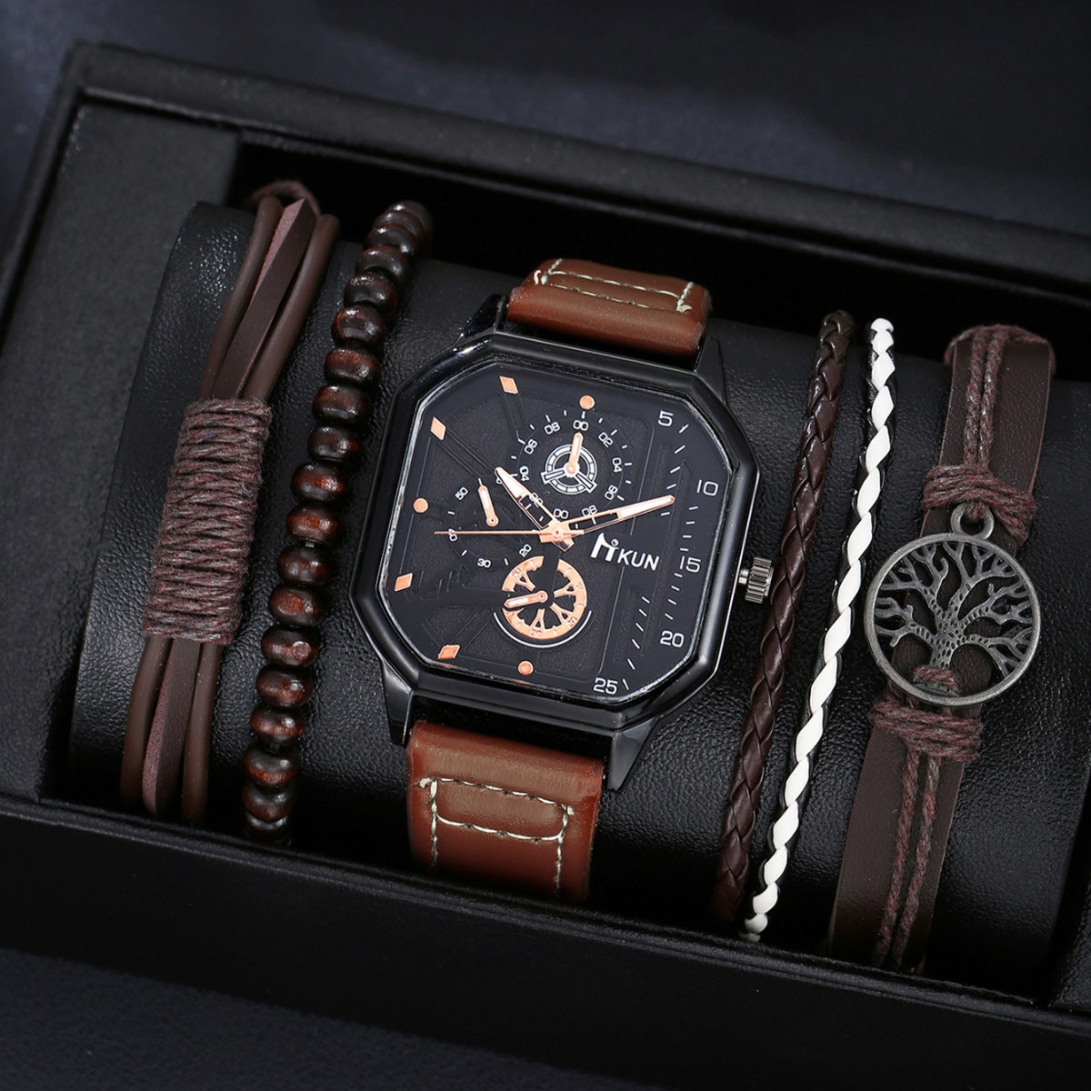 Casual Watch Men's Sports Personality Bracelet Set