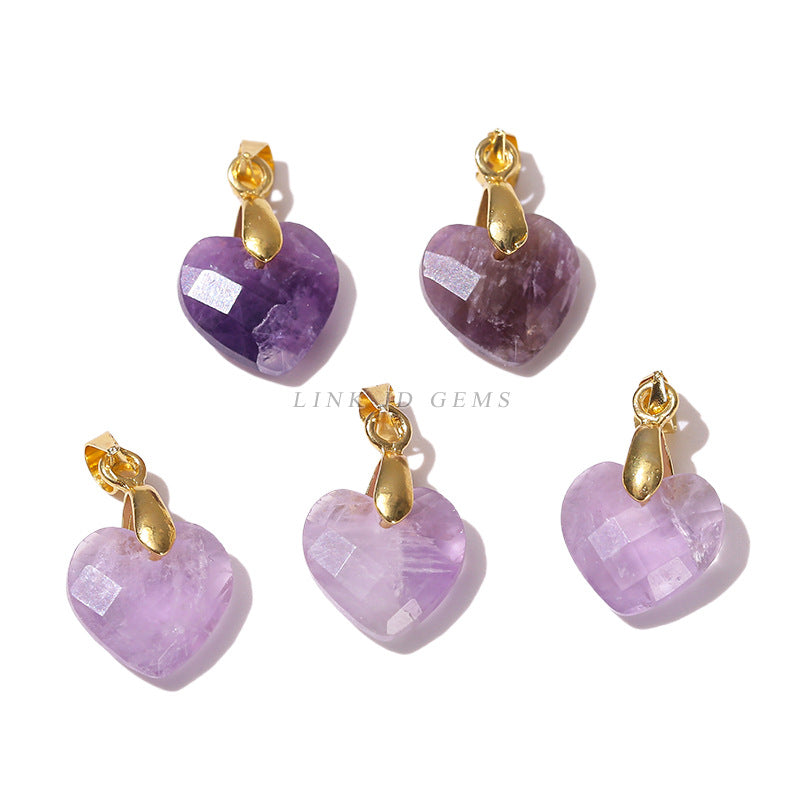 Colgante de corazón de amor tallado en cristal natural de 12 mm