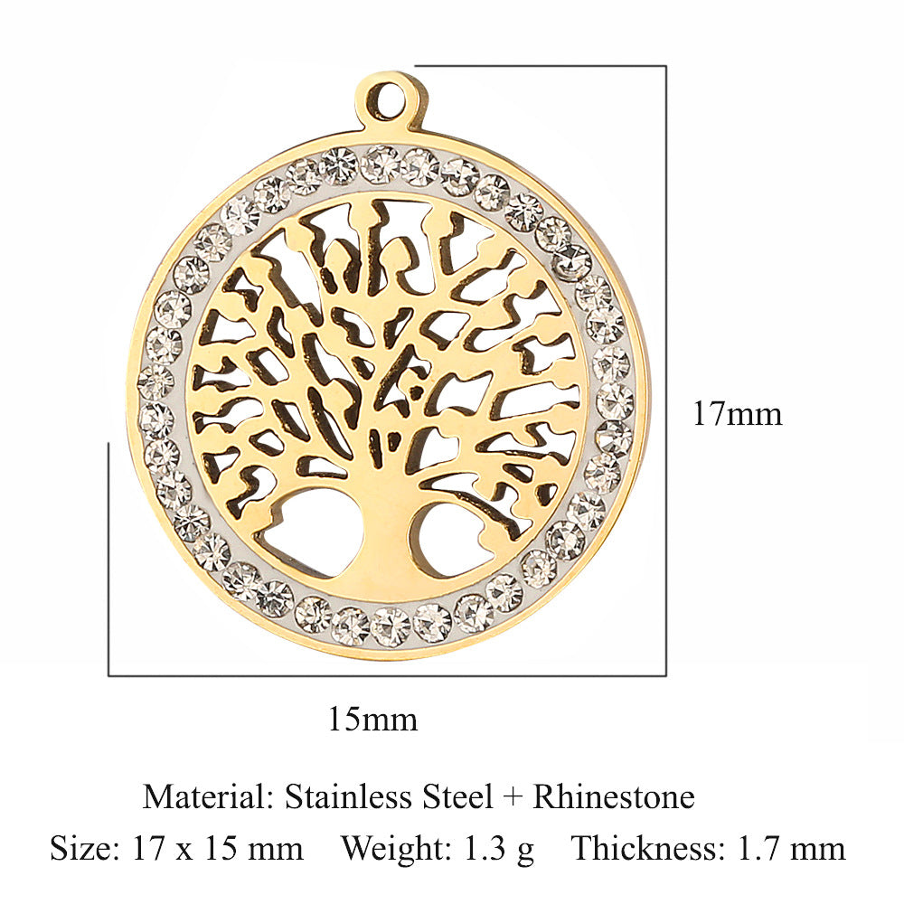 Colgante de acero inoxidable con forma de rosa del árbol de la vida