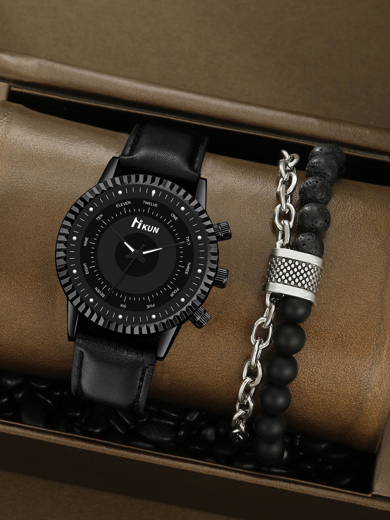 Men's Watch Sports Bracelet Knitted Set