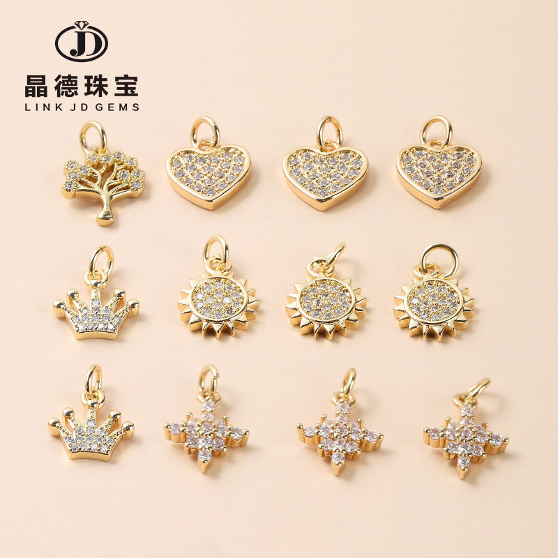 18k Gold Color Retaining Copper Diamond Crystal Pendant