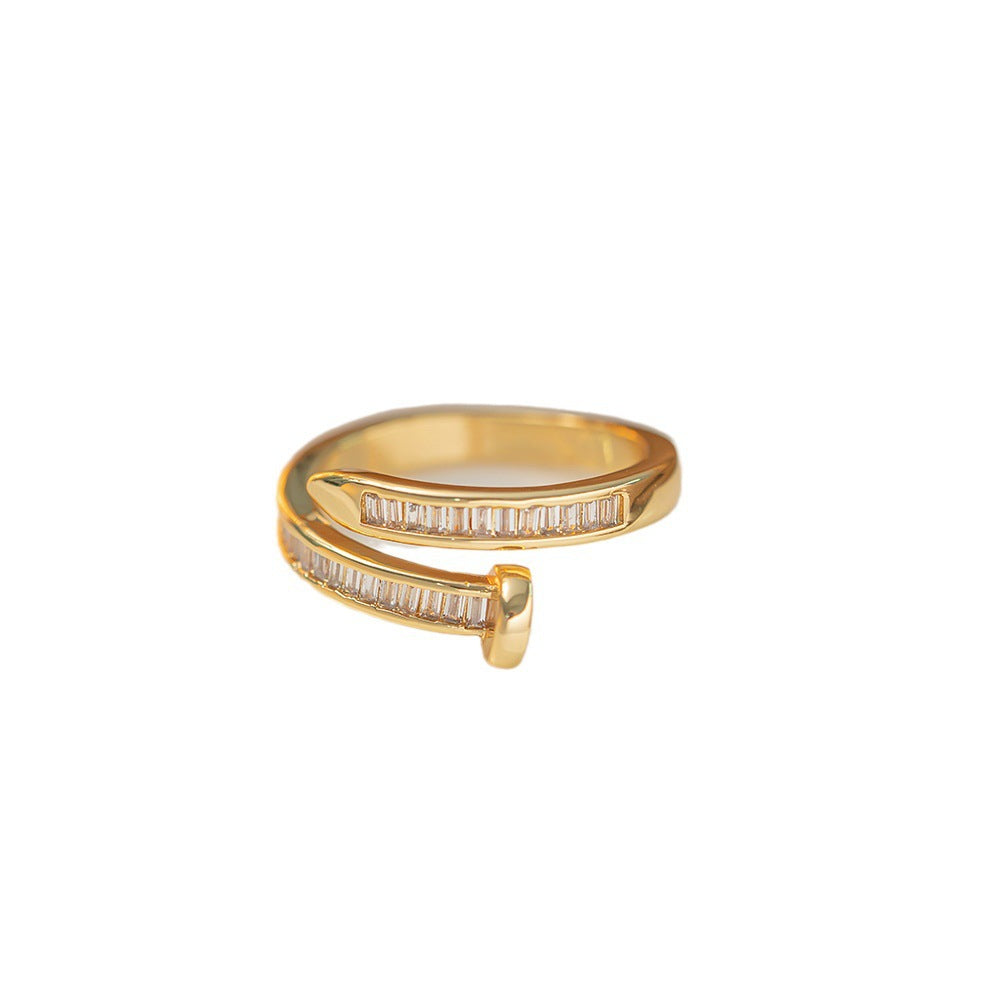Real Gold Plated Nail Shredded Diamond Ring