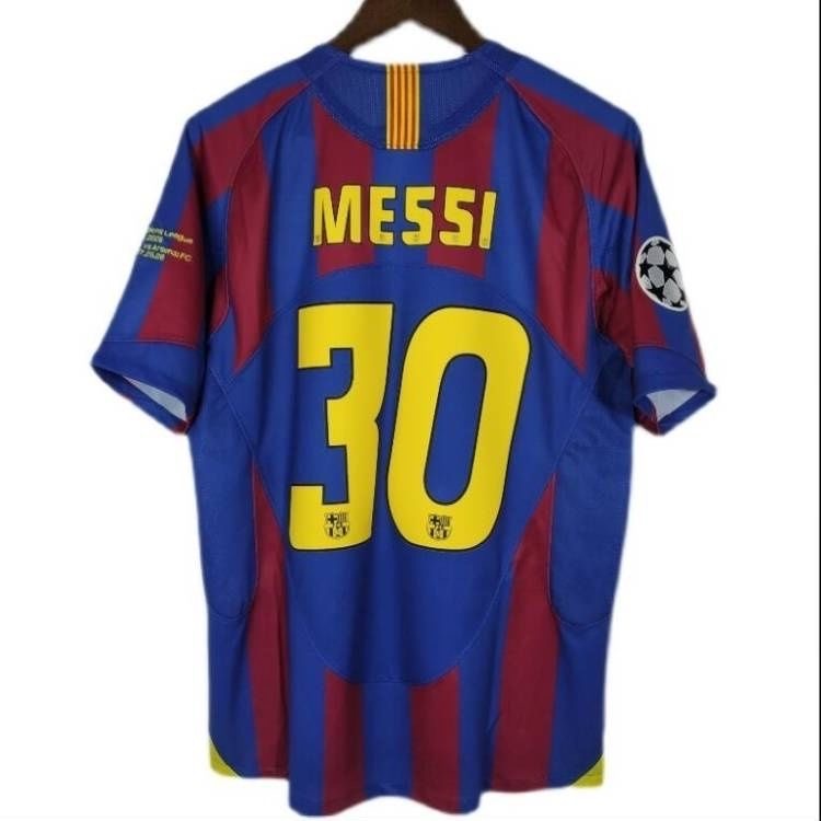 05-06 Barça Local UCL 30 Messi 10 Ronaldinho Camiseta