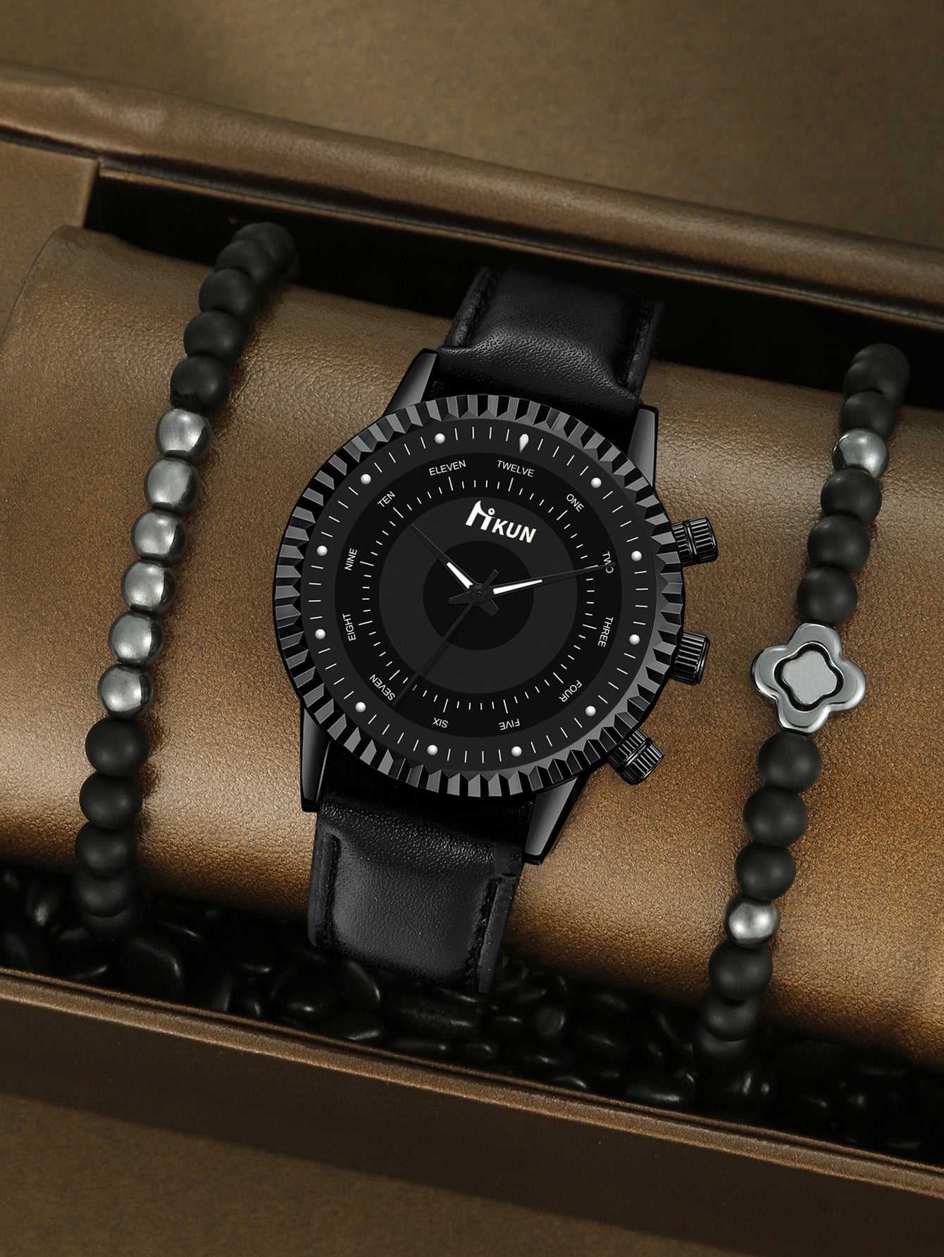 Men's Watch Sports Bracelet Knitted Set