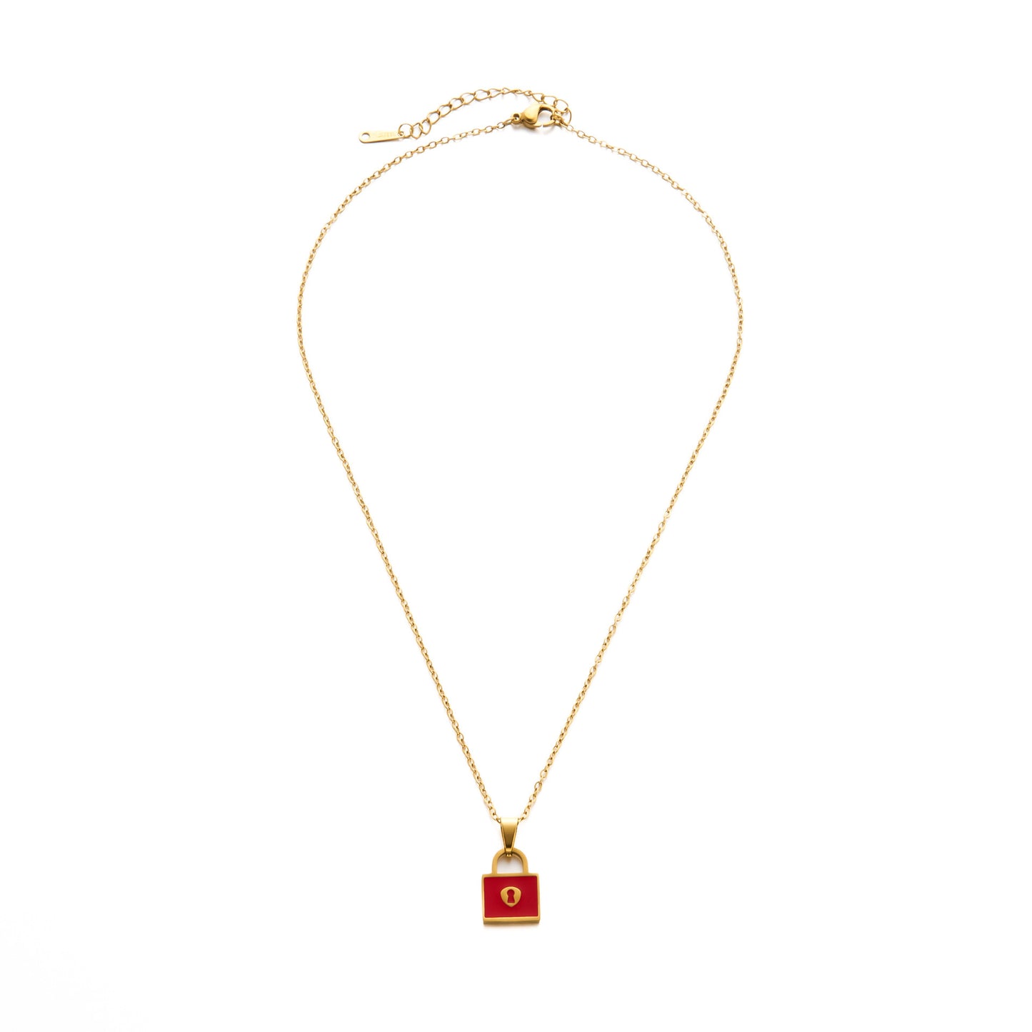 Enamel Red Lock Necklace