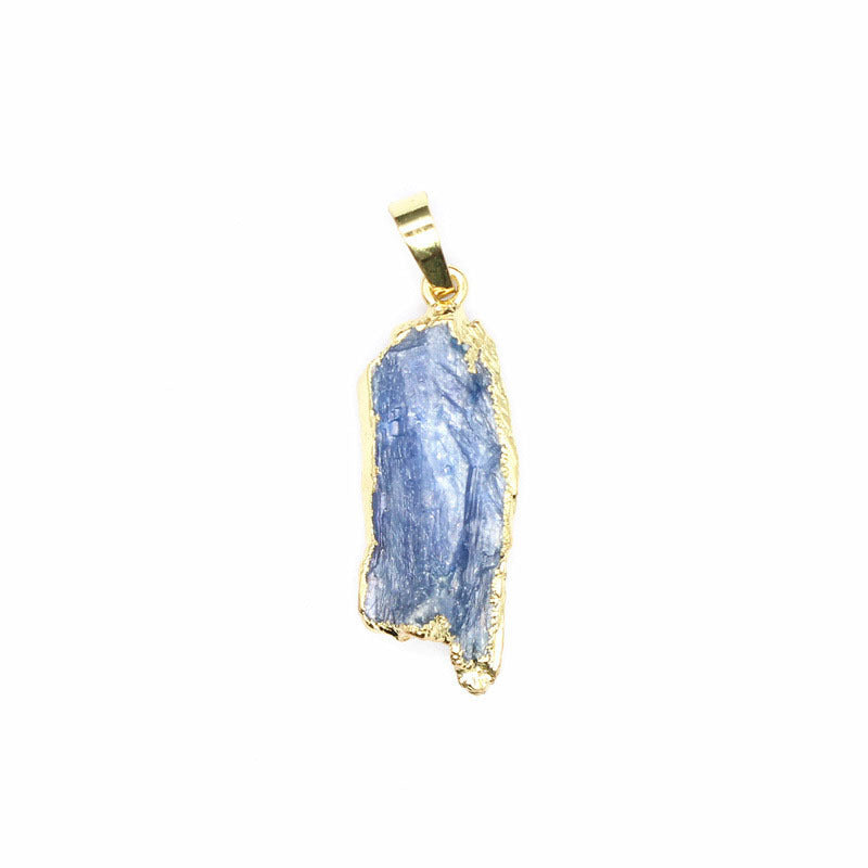 Blue Quartz Bar Inlaid Amethyst Black Diamond Pendant
