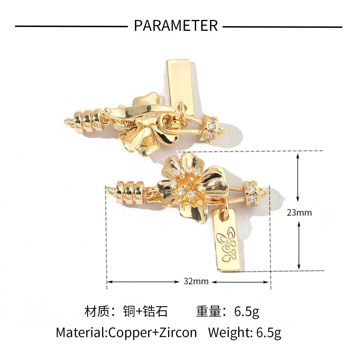 18K gold-coated rose copper zircon detachable connecting buckle