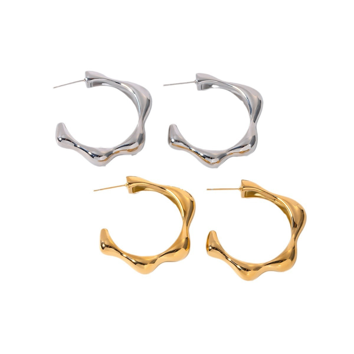 Triangle Petal C Shape Earrings