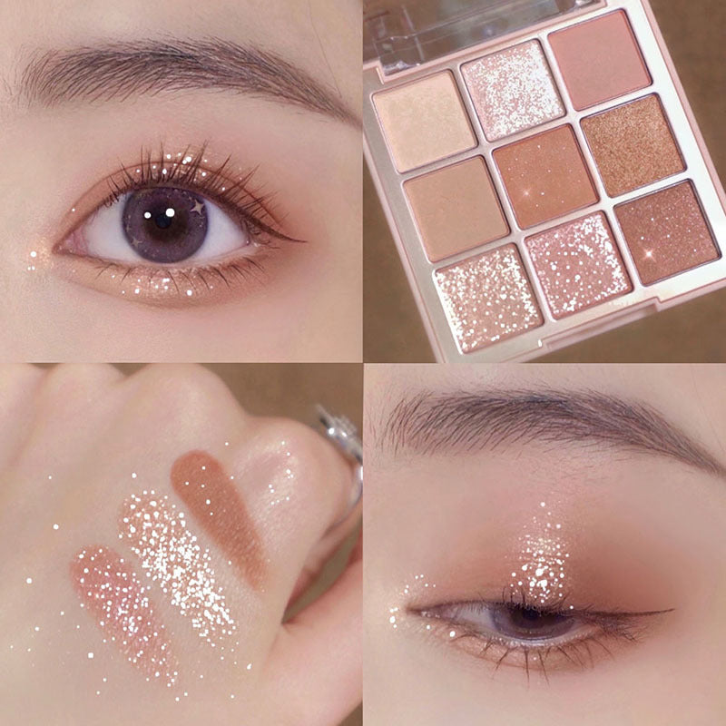 Paleta de sombras de ojos acrílicas transparentes de nueve colores