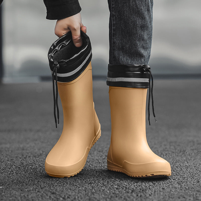 Rain shoes men's medium tube outer wear