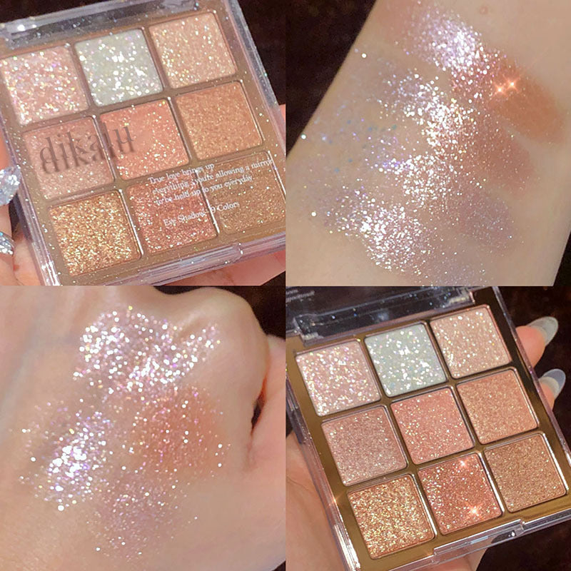 Paleta de sombras de ojos acrílicas transparentes de nueve colores