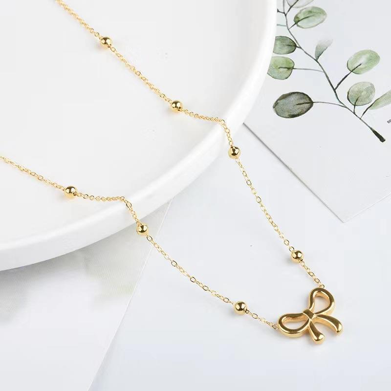 Bow Titanium Steel Collarbone Necklace