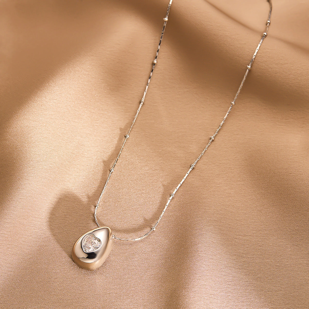 Waterdrop Heart Titanium-Steel Collarbone Necklace