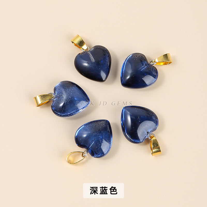 16Mm magic color glazed love-shaped glass pendant