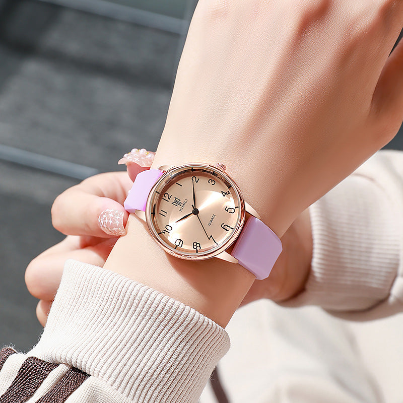 Reloj de cuarzo con correa de silicona, unisex, minimalista, de moda