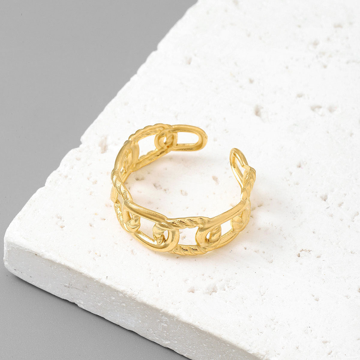 18K real gold titanium steel ring