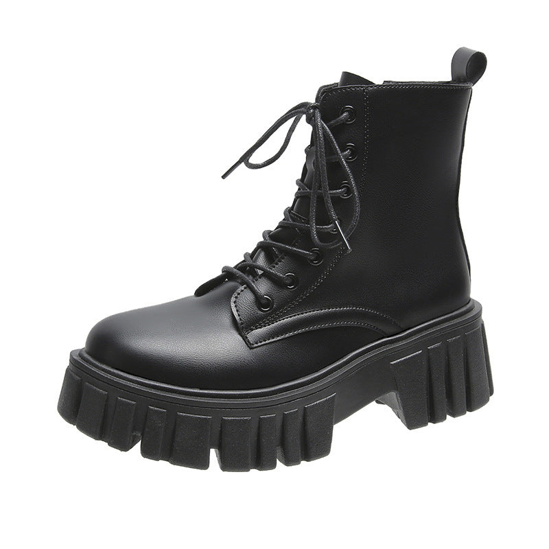 Thick-soled lace-up Martin boots for women