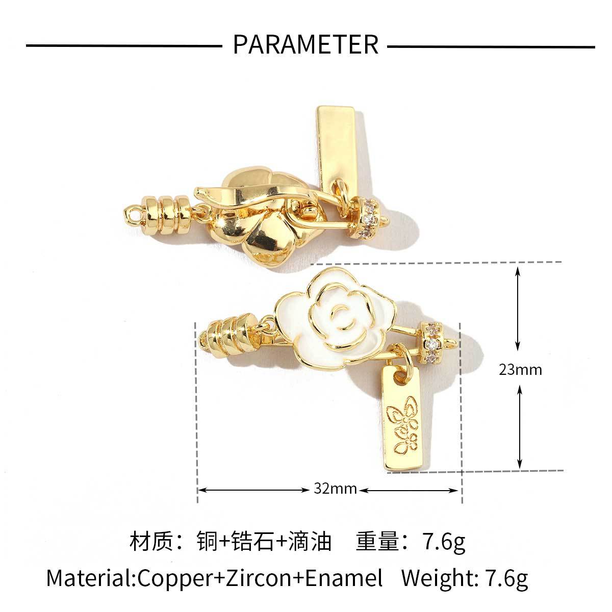 18K gold-coated rose copper zircon detachable connecting buckle