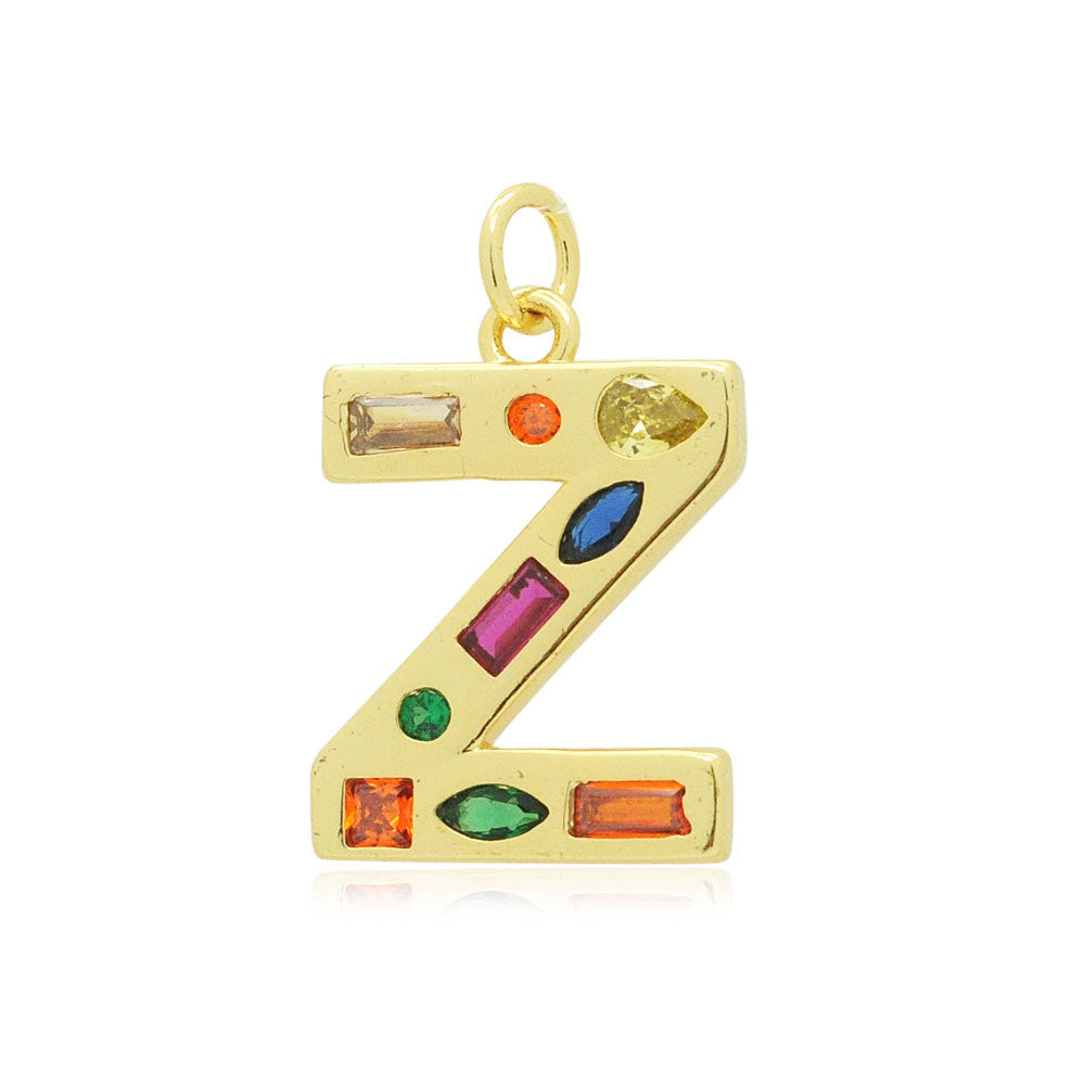 26 English letters copper zircon pendant