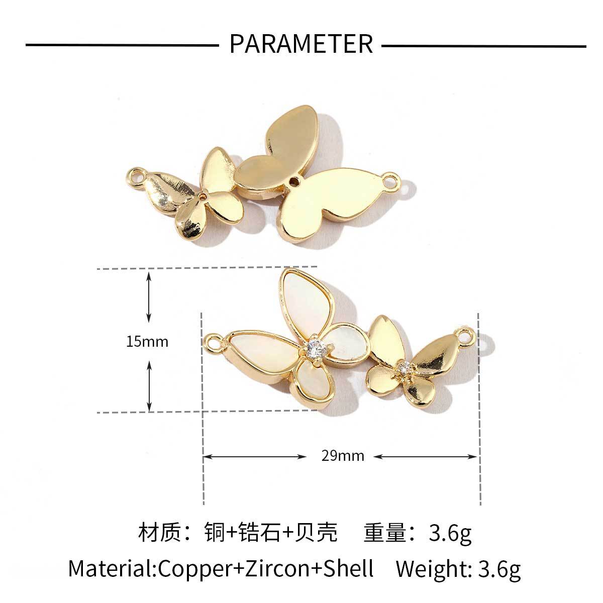 18k bag Venus star copper zircon shell pendant.