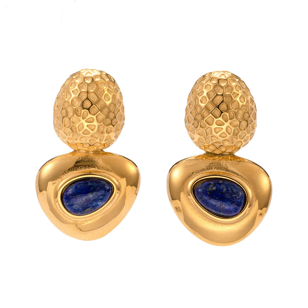 Triangle inlaid lapis lazuli earrings